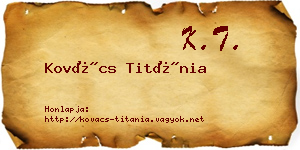 Kovács Titánia névjegykártya